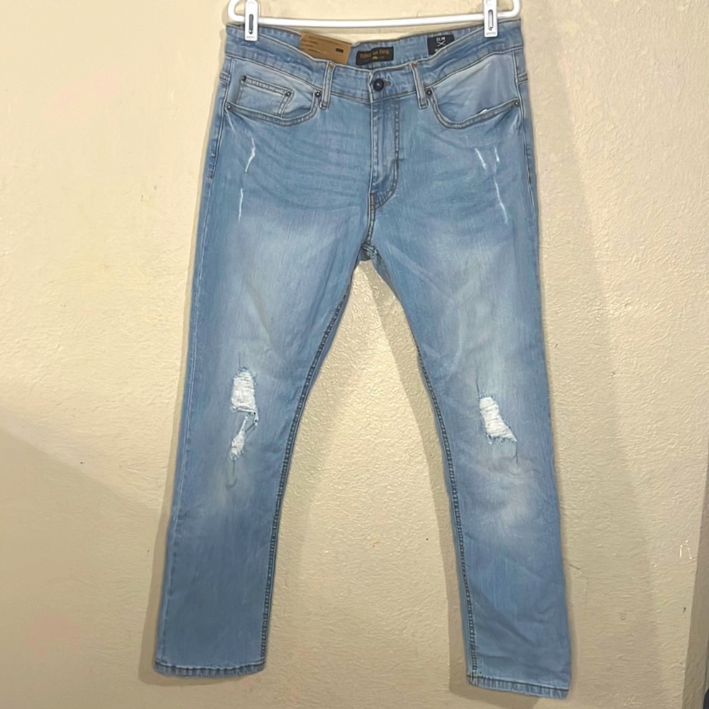 Ring of Fire Men’s Jean Sz 33x30 Distressed Slim NWT A29